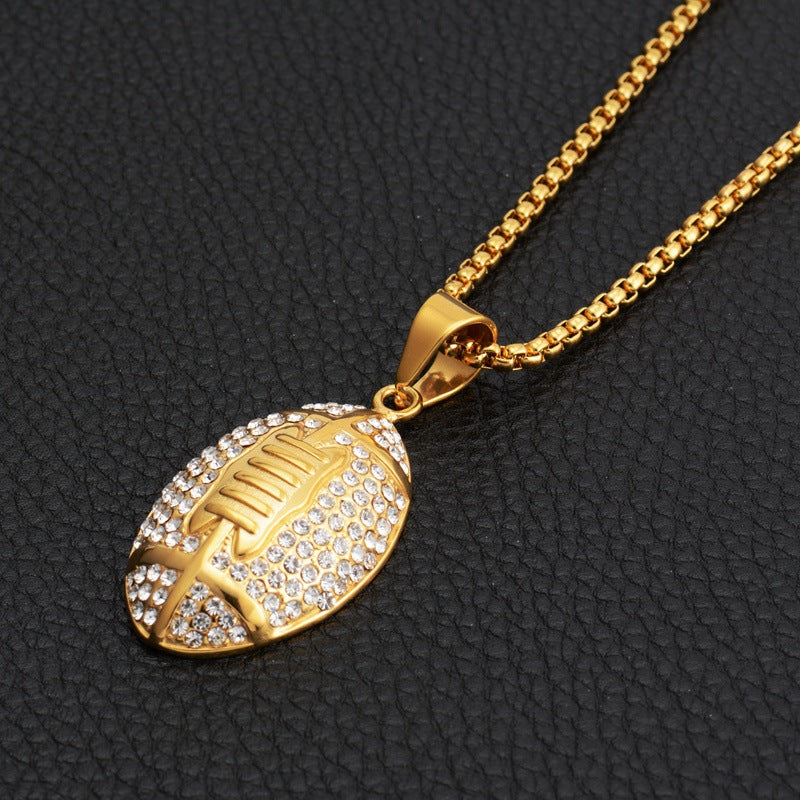 Wholesale Rugby Titanium Steel Long Necklace